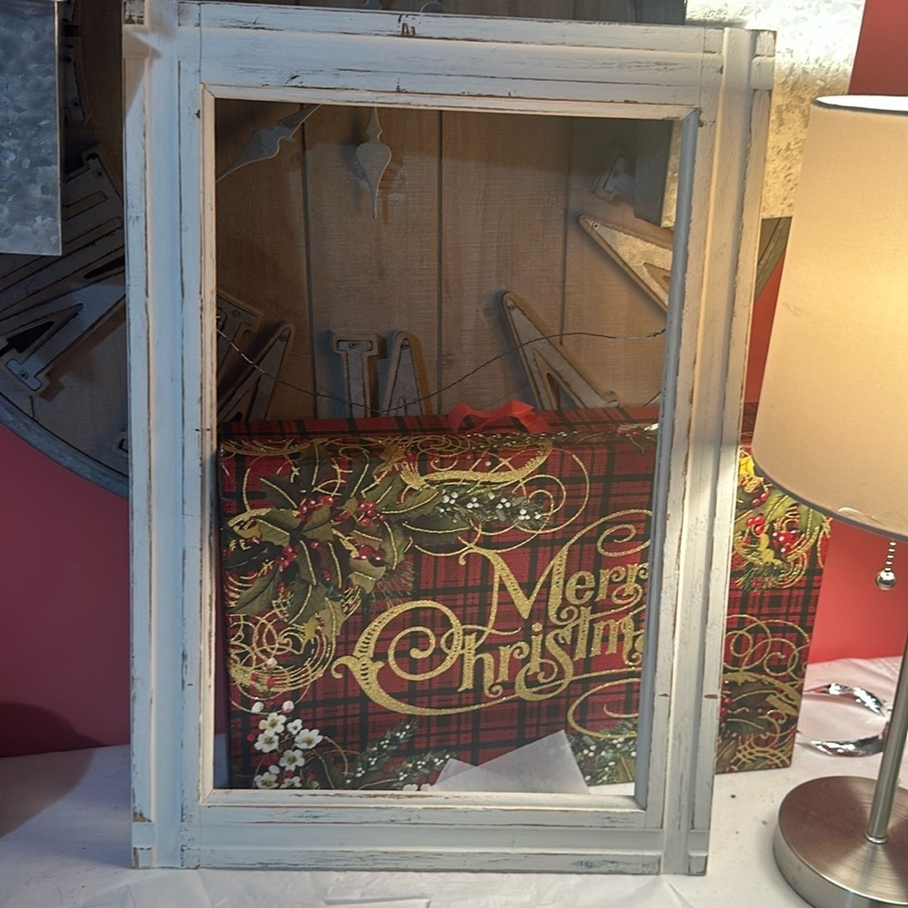 14.5” x 21” white wooden frame